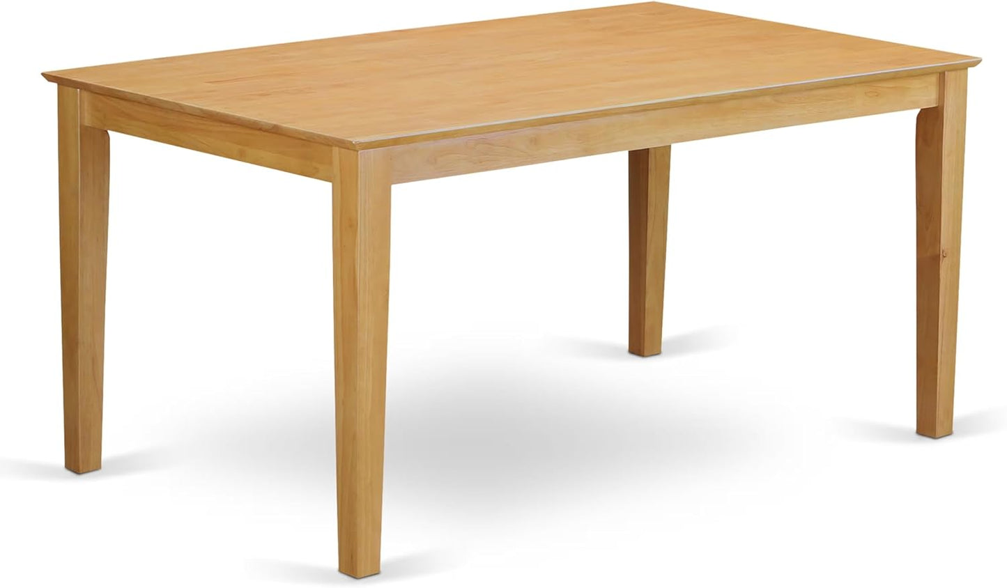 East West Furniture CAAB7-OAK-04 7 Piece Modern Dining Table Set Consist of a Rectangle Wooden Table and 6 Light Tan Linen Fabric Upholstered Chairs, 36x60 Inch, Oak