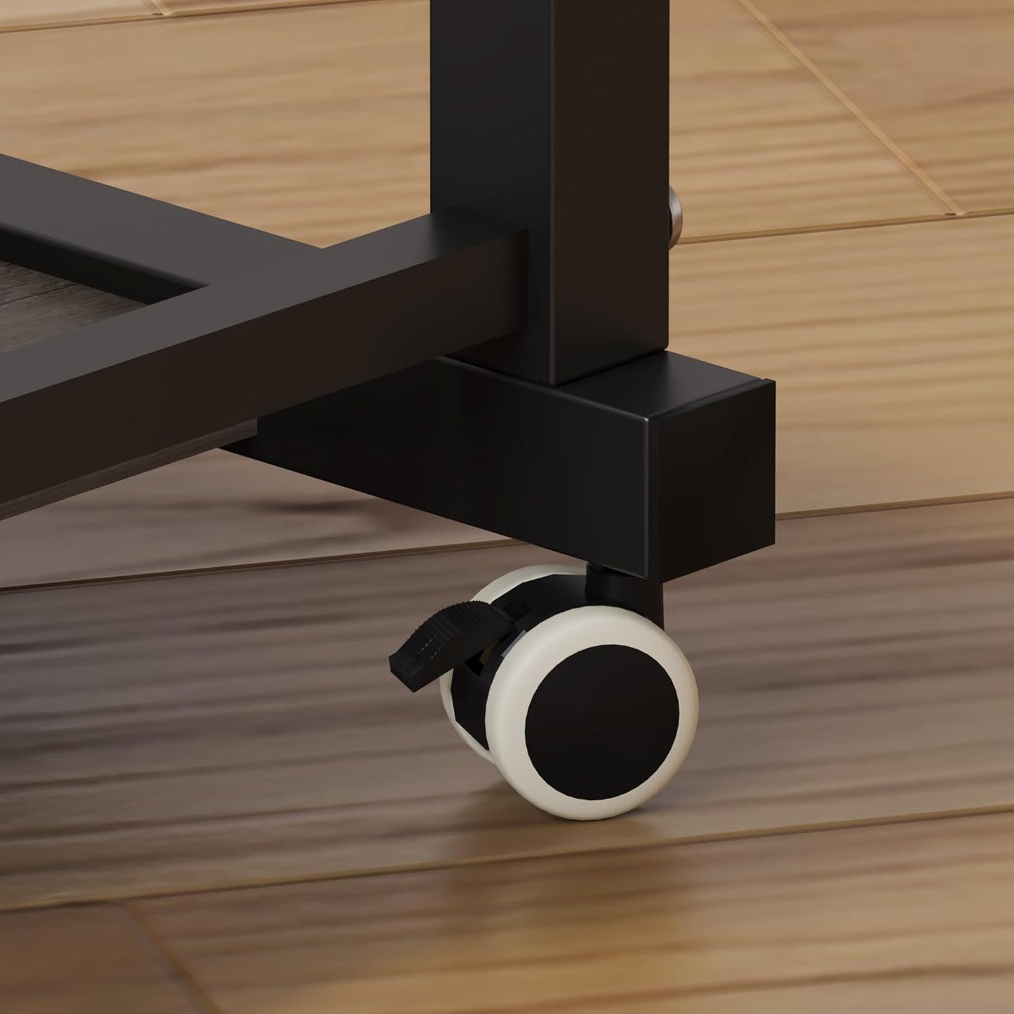 Adjustable Height Overbed Table, Sofa Side Bedside C Table with Wheels, Hospital Bed Table Rolling Tray with Storage, Mobile Computer Desk Laptop Table for Home Use with Side Pocket