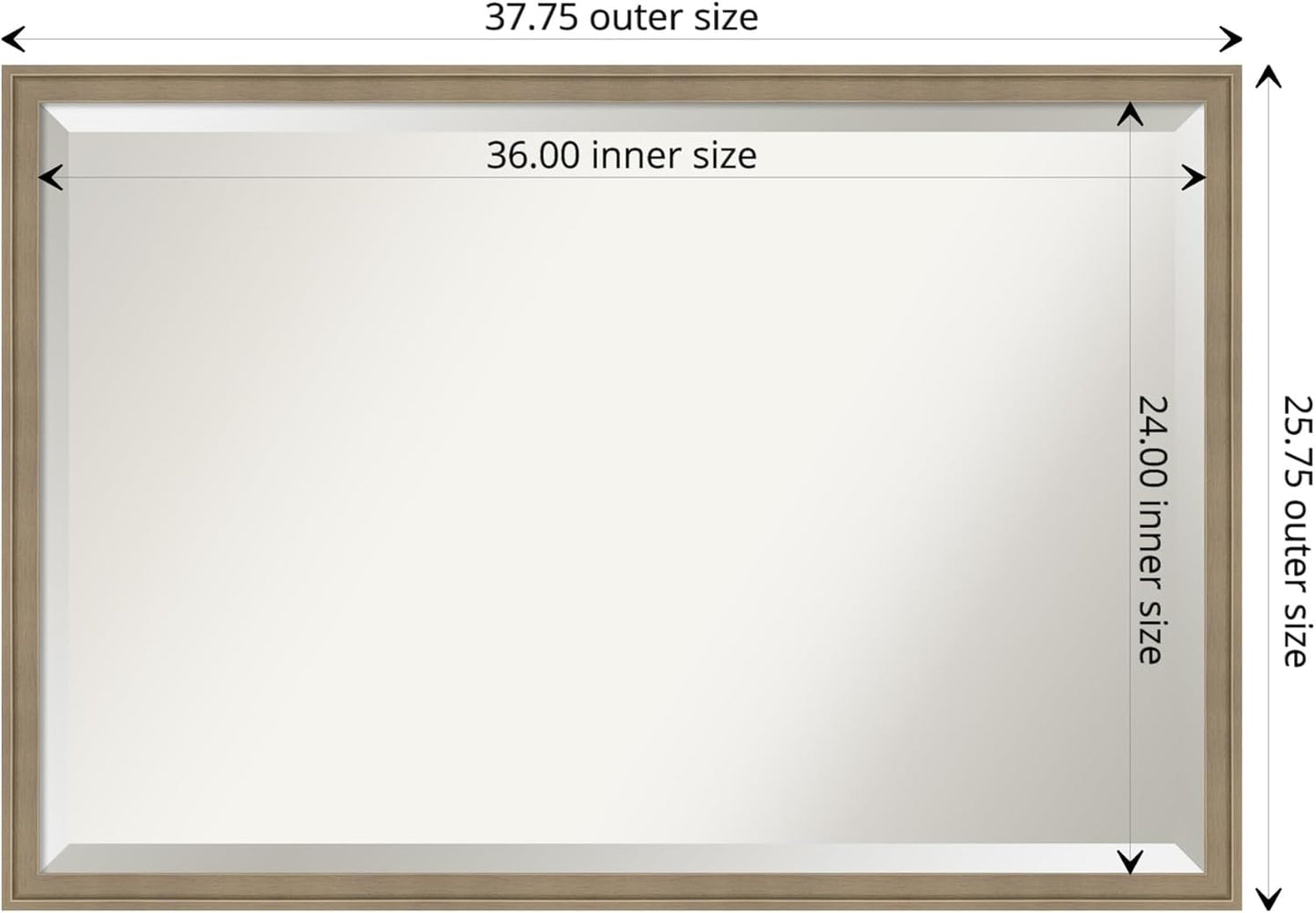 Amanti Art Brown Wall Mirror 26x38 Florence Light Brown Rectangle Bathroom Mirror for Wall Decor Living Room, Large Casual Frame, Hangs Horizonally and Vertically, Bathroom Decor, Beveled Edge from WI