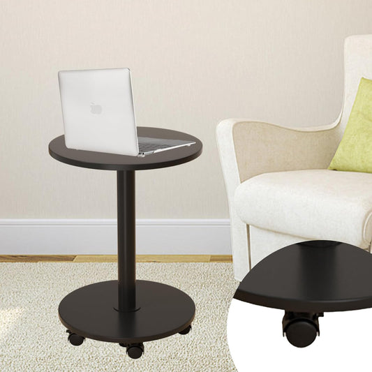 Pedestal Table on Wheels TV Tray Table, Rotating Couch Round Tables, Small Side Table for Living Room and Bedroom Sofas, Beds, Mini Coffee Tables, (H) 22.4 *(W) 11.8 (Assembly Required)