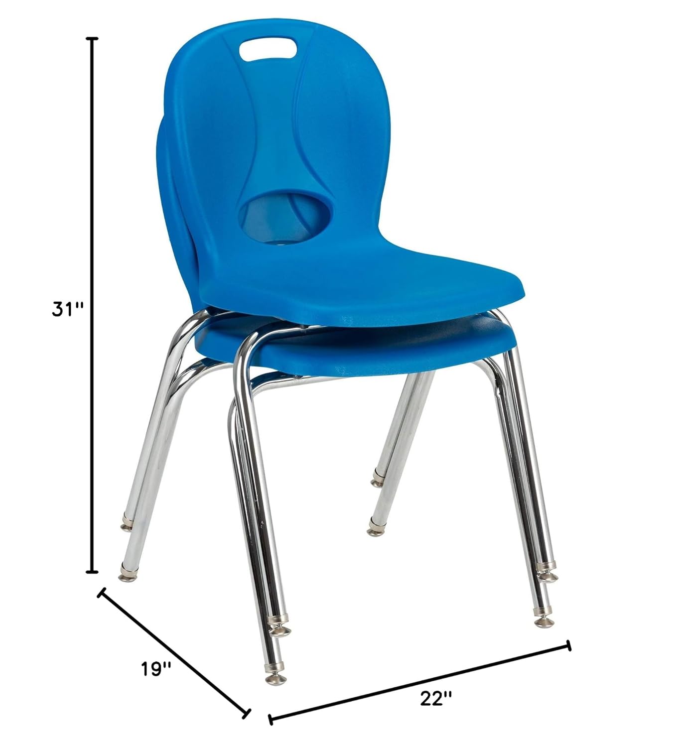 Learniture Structure Series Stacking School Chairs with Contoured Seats, Heavy-Duty Plastic Stacking Classroom Chairs, 18"H, Set of 4
