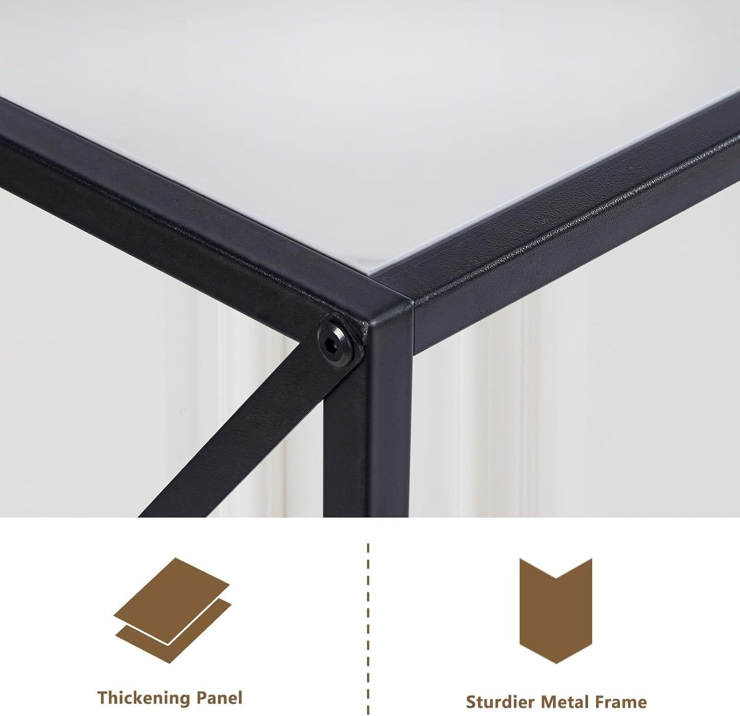 Wimarsbon Console Table,Multifunctional Sofa Side Table with Shelves,Behind Couch TV Tables with Metal Frame,Accent Display Stand for Hallway,Entrance (41.9" 2-Layer White Faux Marble + Black Frame)