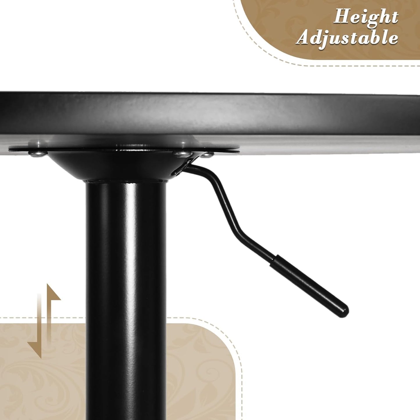 Athena Collection Modern Bar Table Round Top Height Adjustable, Tall Bistro Pub Cocktail Table Height Top and Sturdy Base, Suitable for Home Kitchen Pub Restaurant Outdoor, Silver
