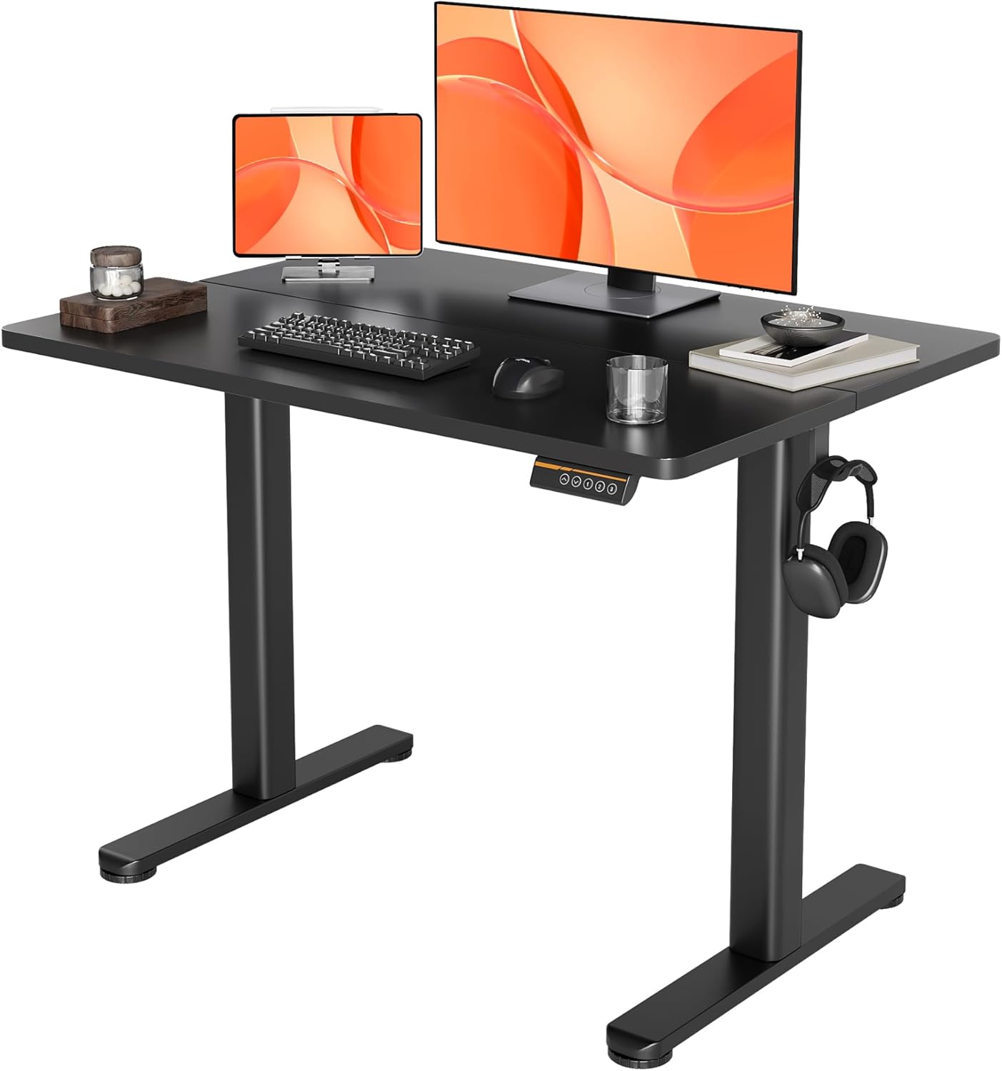 YDN Electric Standing Desk, 40x24 Inch Adjustable Height Stand up Desk, Sit Stand Home Office with Splice Board, Black