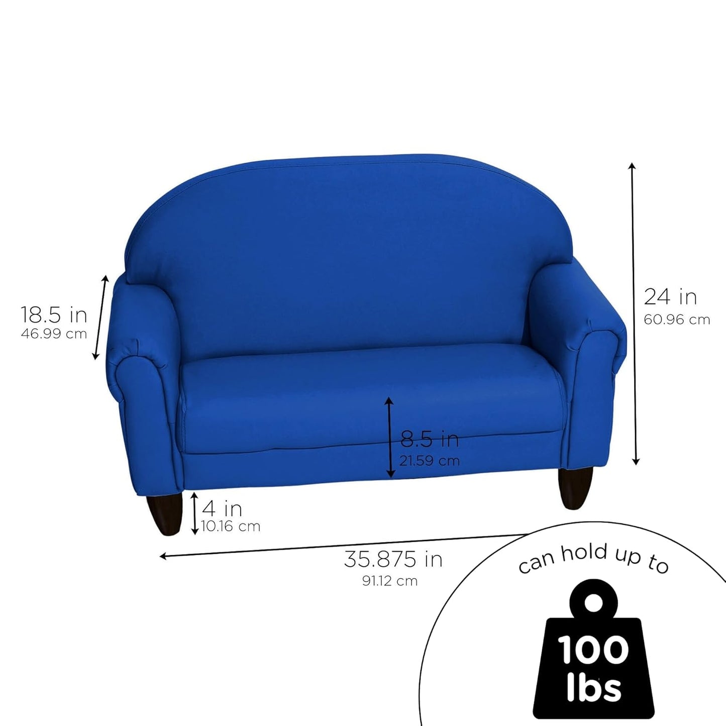 Children's Factory As We Grow Toddler Sofa, Blue, CF805-197, Flexible Seating for Daycare or Preschool, Kids Reading Couch, Playroom Furniture