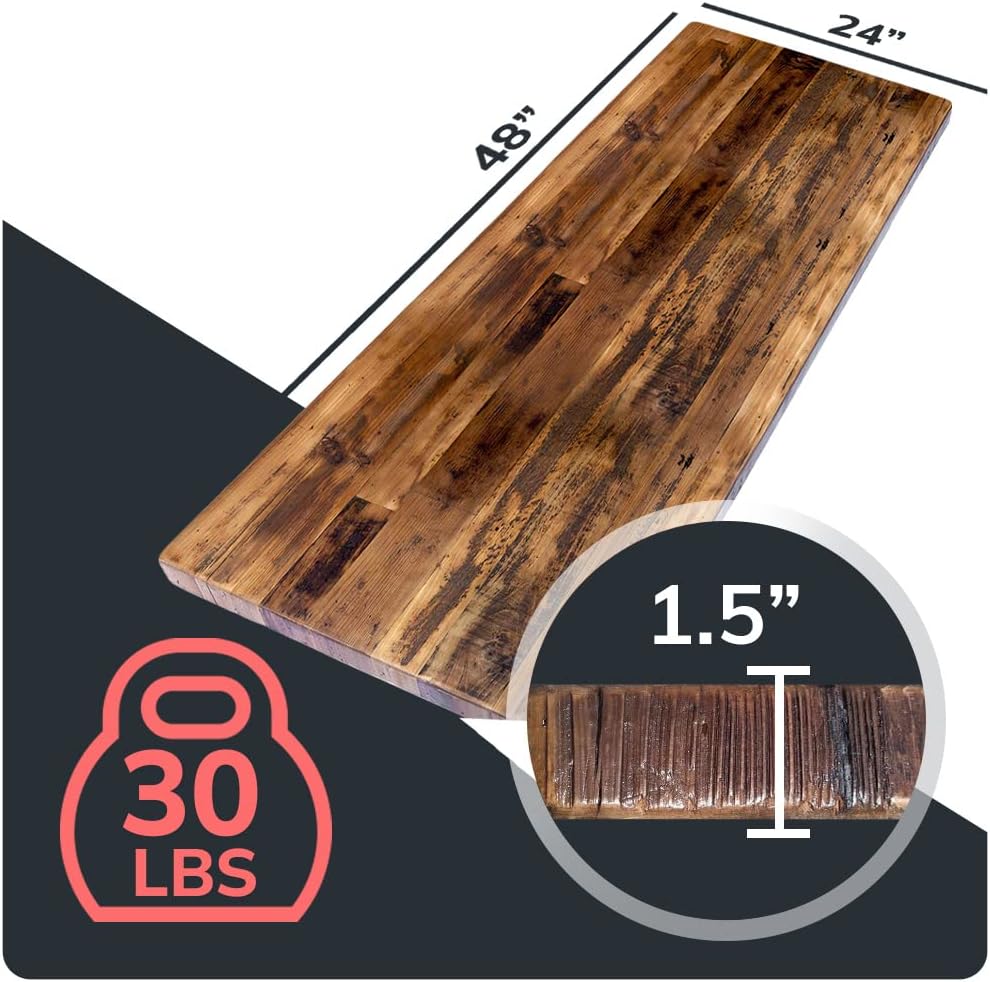 Reclaimed Wood Table Top - Rustic Recycled Wooden Piece Perfect for Signs, Counters, Kitchens Table Tops (Reclaimed Wood Table Top - Economy, 24" x 48")