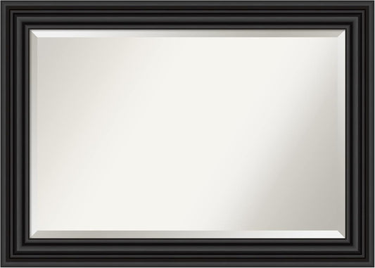 Amanti Art Black Bathroom Mirror for Over Sink, 30x42 Colonial Black Rectangle Vanity Mirror, Large Traditional Frame, Hangs Horizonally and Vertically, Bathroom Wall Decor, Beveled Edge