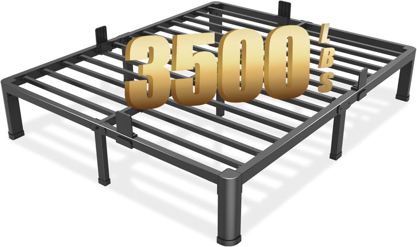 FUIOBYVV 10 Inch Full Bed Frame with Round Corner Edge Legs 3500 lbs Metal Heavy Duty Steel Slats Support No Box Spring Needed Platform Noise Free Easy Assembly