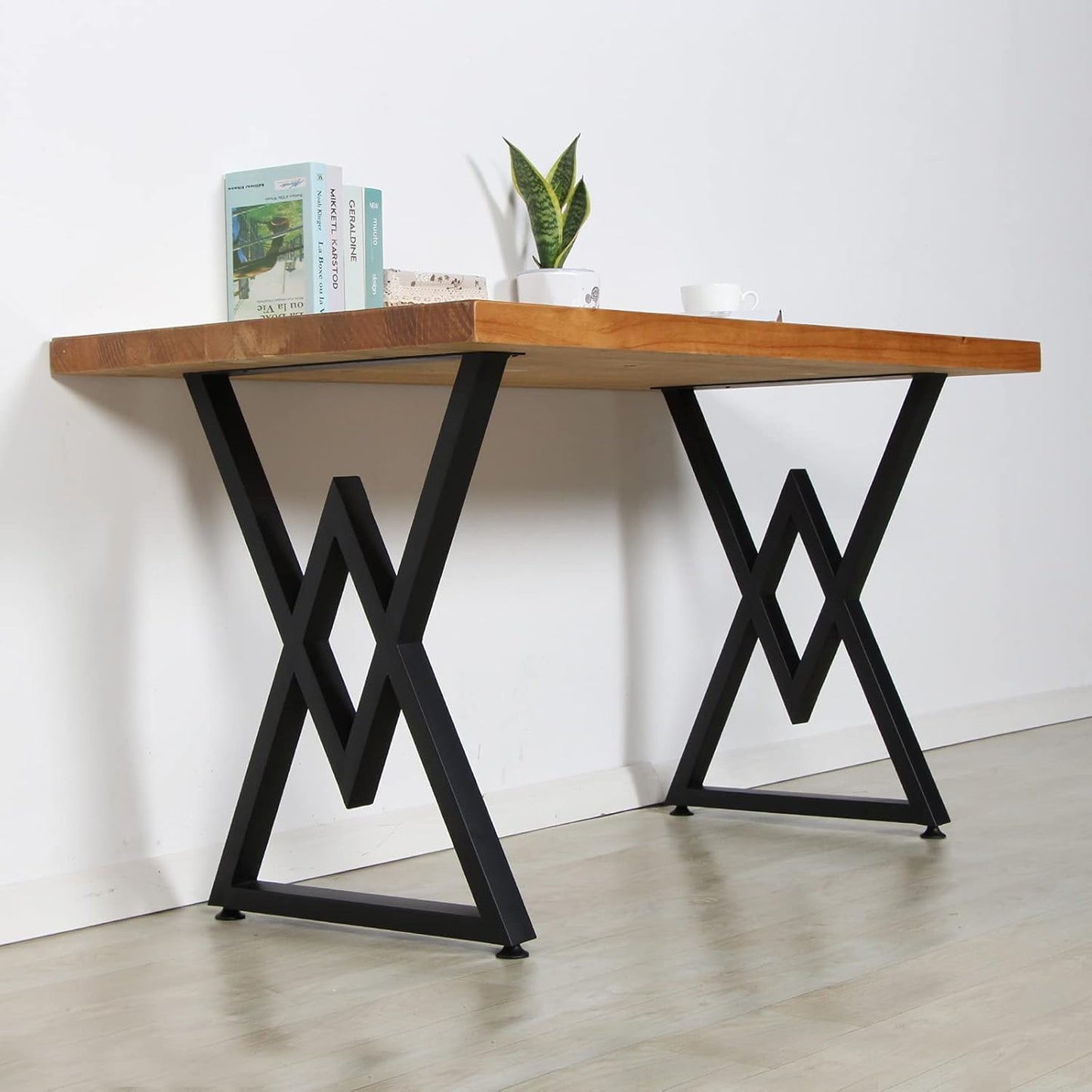 SSS Furniture Metal Table Legs Heavy Duty Industrial Table Base, 28 inch Height 19.7 inch Wide Black Metal Furniture Legs Modern Dining Coffee Table Legs DIY Desk Legs Set of 2