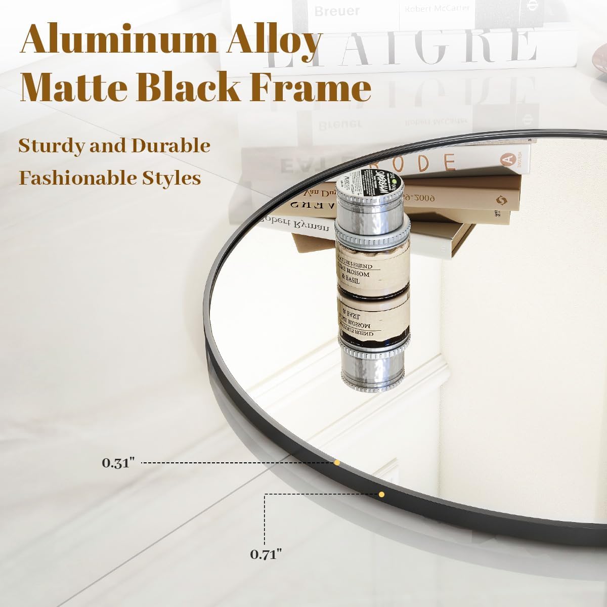 Black Round Bathroom Mirror, 24 inch Circle Wall Mounted Hanging Mirror with Simple Modern Circular Metal Frame for Hallway, Entryway, Living Room, Black Frame