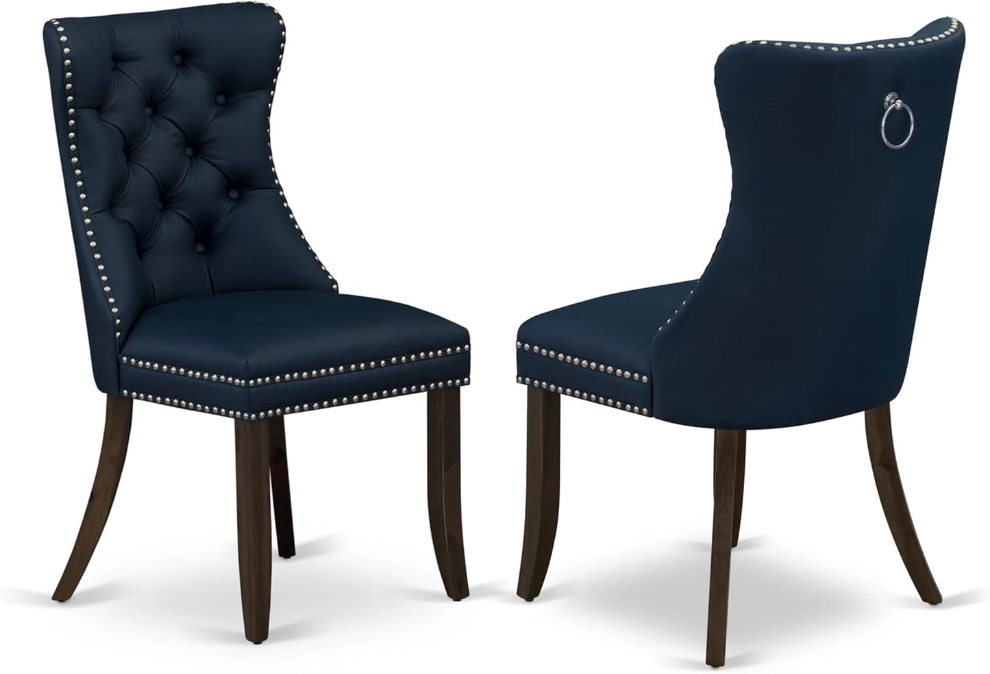 East West Furniture ANDA3-AWA-29 3 Piece Kitchen Table & Chairs Set Includes a Round Dining Table with Pedestal and 2 Polyester Fabric Upholstered Chairs, 36x36 Inch, Antique Walnut