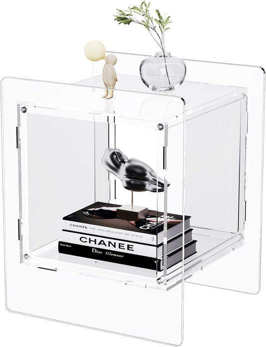 Acrylic Nightstand Colorful Bedside Table with Open Storage Shelf,Clear Side Table for Living Room (1, Clear)