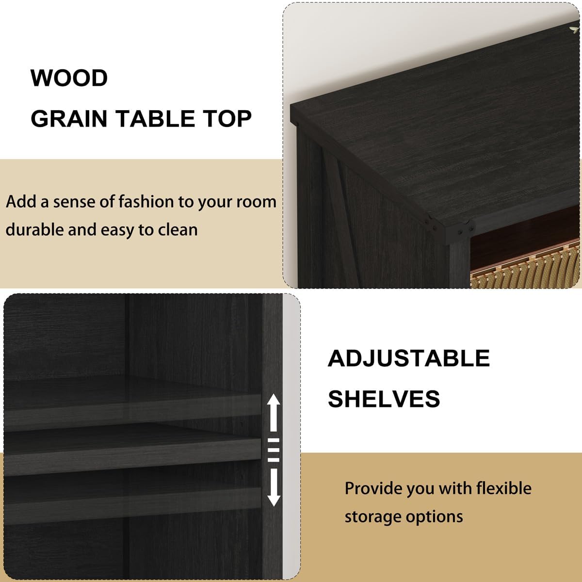 BON AUGURE Small Bookshelf, 3 Tier Black Book Shelf, Farmhouse Storage Bookcase, Short Wooden Book Cases for Small Space, Office, Bedroom, Living Room (Black Oak)