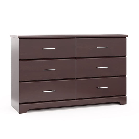 Storkcraft Brookside 6-Drawer Dresser (Espresso) – GREENGUARD Gold Certified, Nursery & Kids Storage, Nursery Essentials, Kids Room Storage, Durable Bedroom Dresser