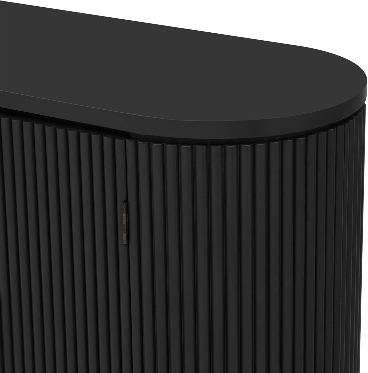 Merax 63" Large Sideboard, Vertical Striped Storage Cabinet with 4 Door, Metal Handles, Adjustable Shelf, Suitable for Study, Entryway and Living Room, Black