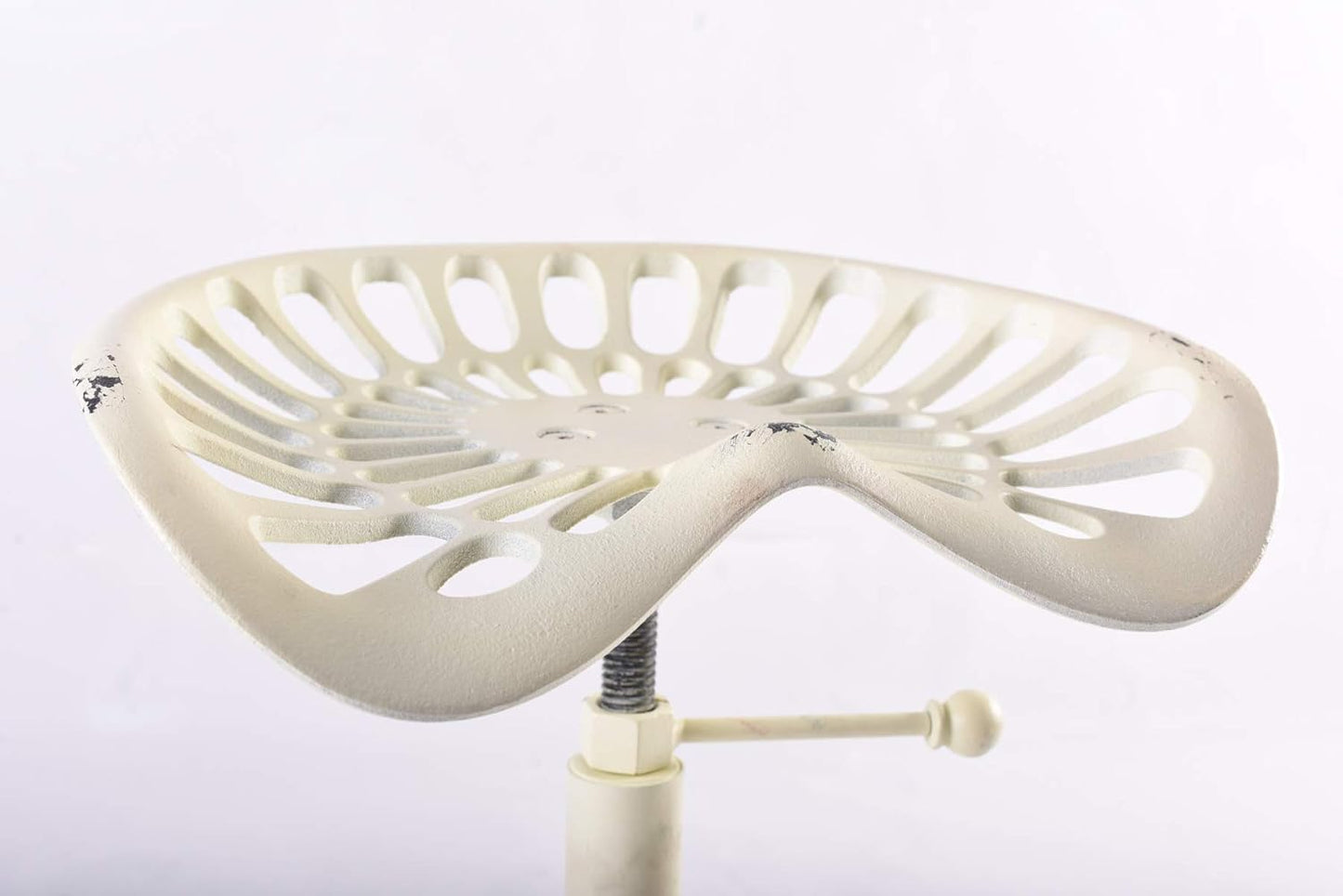 Diwhy Rustic Industrial Farmhouse Tractor Seat Adjustable Height 21.65-27.56in Bar Stool Industrial Bar Chair (Aged White, Cast Iron)