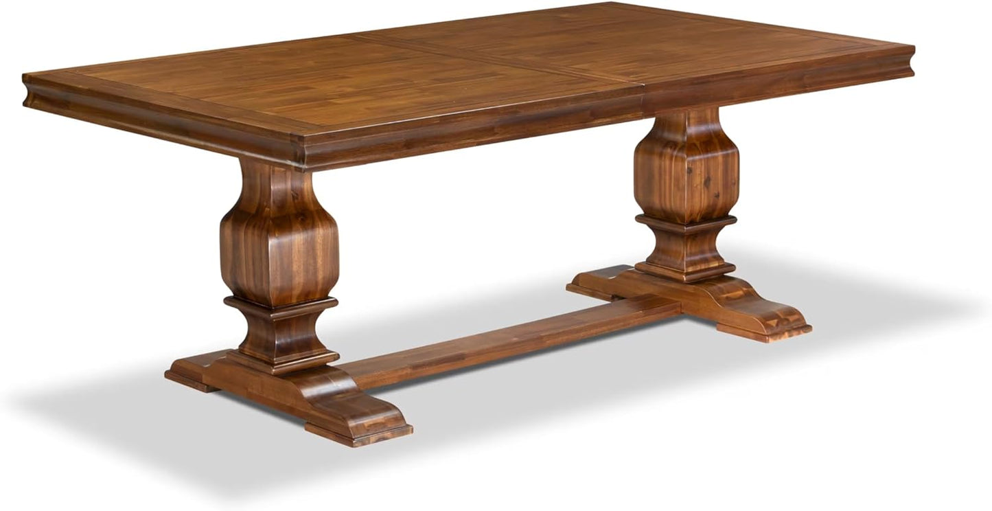 NKFL9-AWA-04-9-Piece Kitchen Table Set Includes a Kitchen Table and 8 Light Tan Linen Fabric Dining Chairs with Padded Chair Back - Antique Walnut Finish.