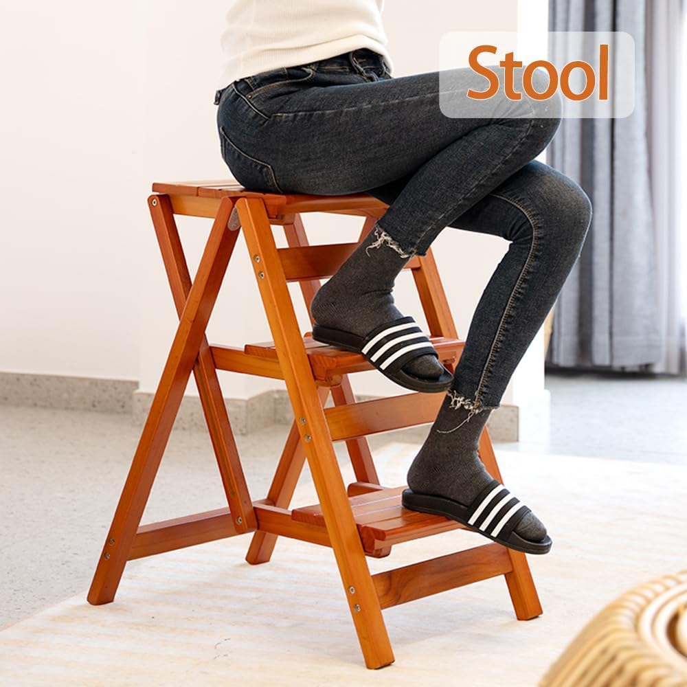Wooden Step Stool for Adults/Folding stools Wood Step Ladder/Lightweight Step Stool/Folding Step Stool, Portable Ladder, Anti-Slip Ladder,high Chair,Step Chair