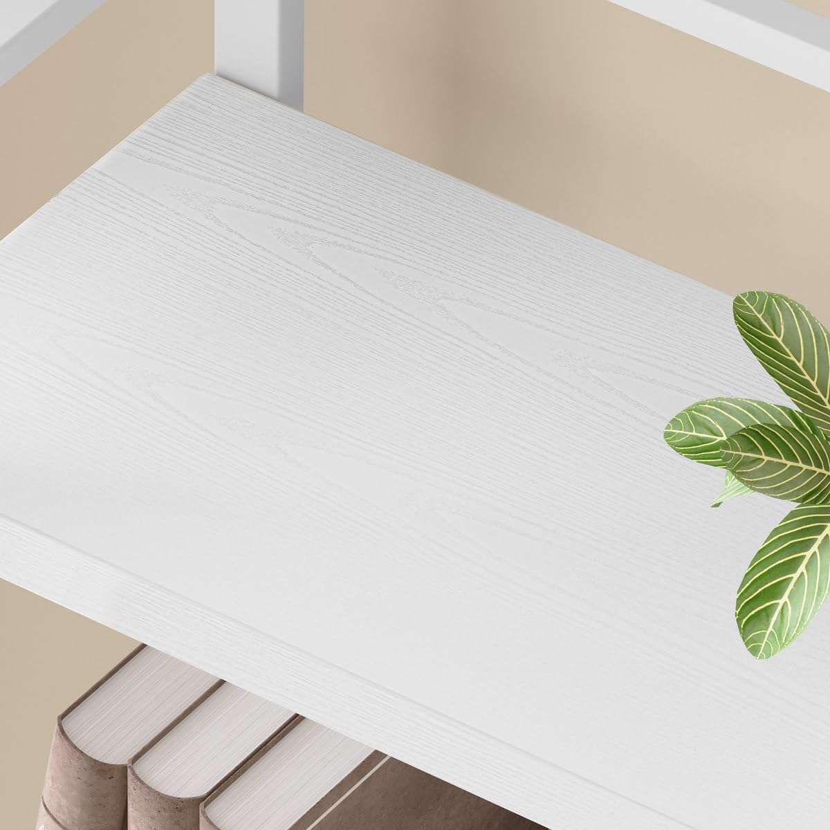 FATORRI Bookshelves and Bookcases, 5 Tier Tall Wood Metal Bookshelf, 51in Wide Bookcase Modern Shelving Unite for Home Office, Living Room, Bedroom (White Oak)