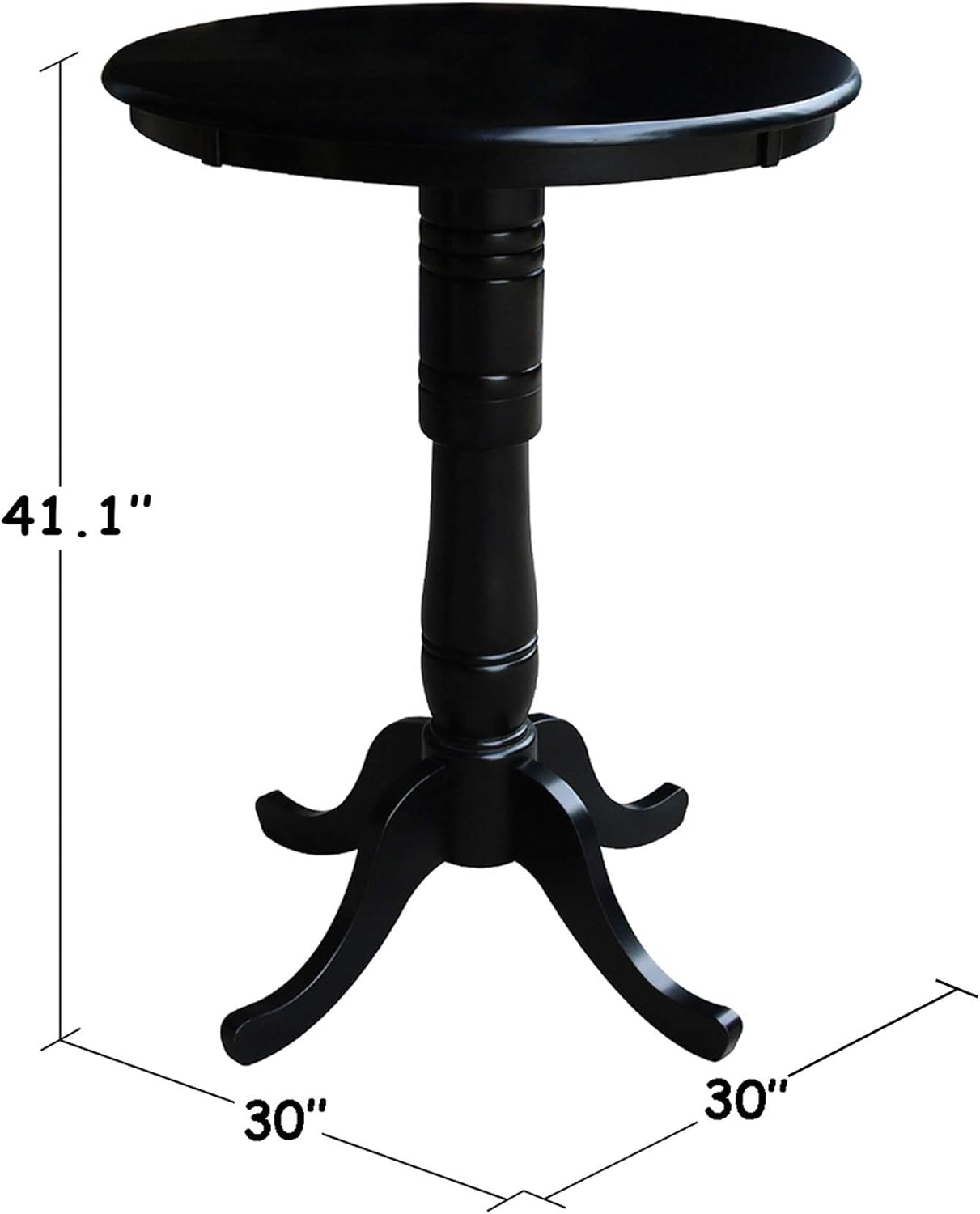 International Concepts 30" Round Top Pedestal Table, Bar Height-40.9", Black