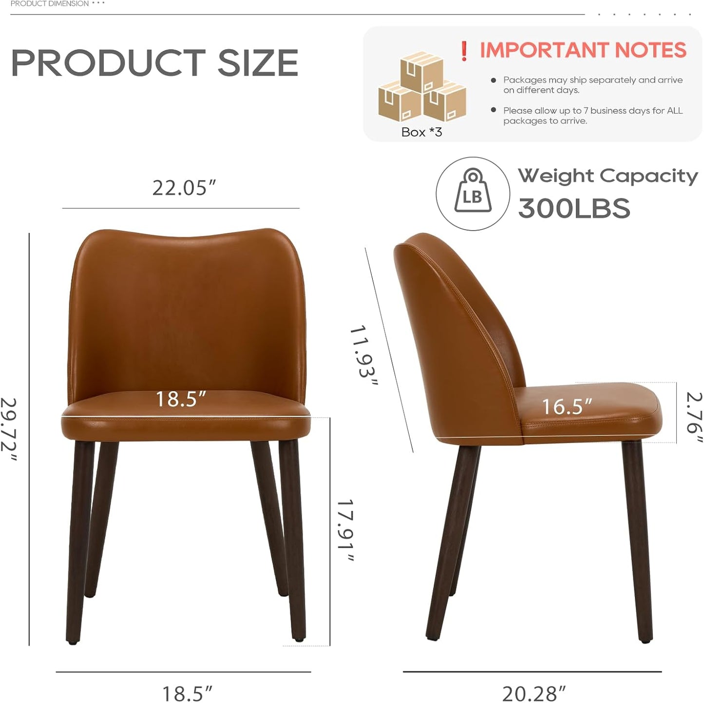 COLAMY Upholstered Dining Chairs Set of 6, Modern PU Leather Dining Room Kitchen Side Chair with Padded Seat and Wood Legs Restaurant/Cafe,Light Brown