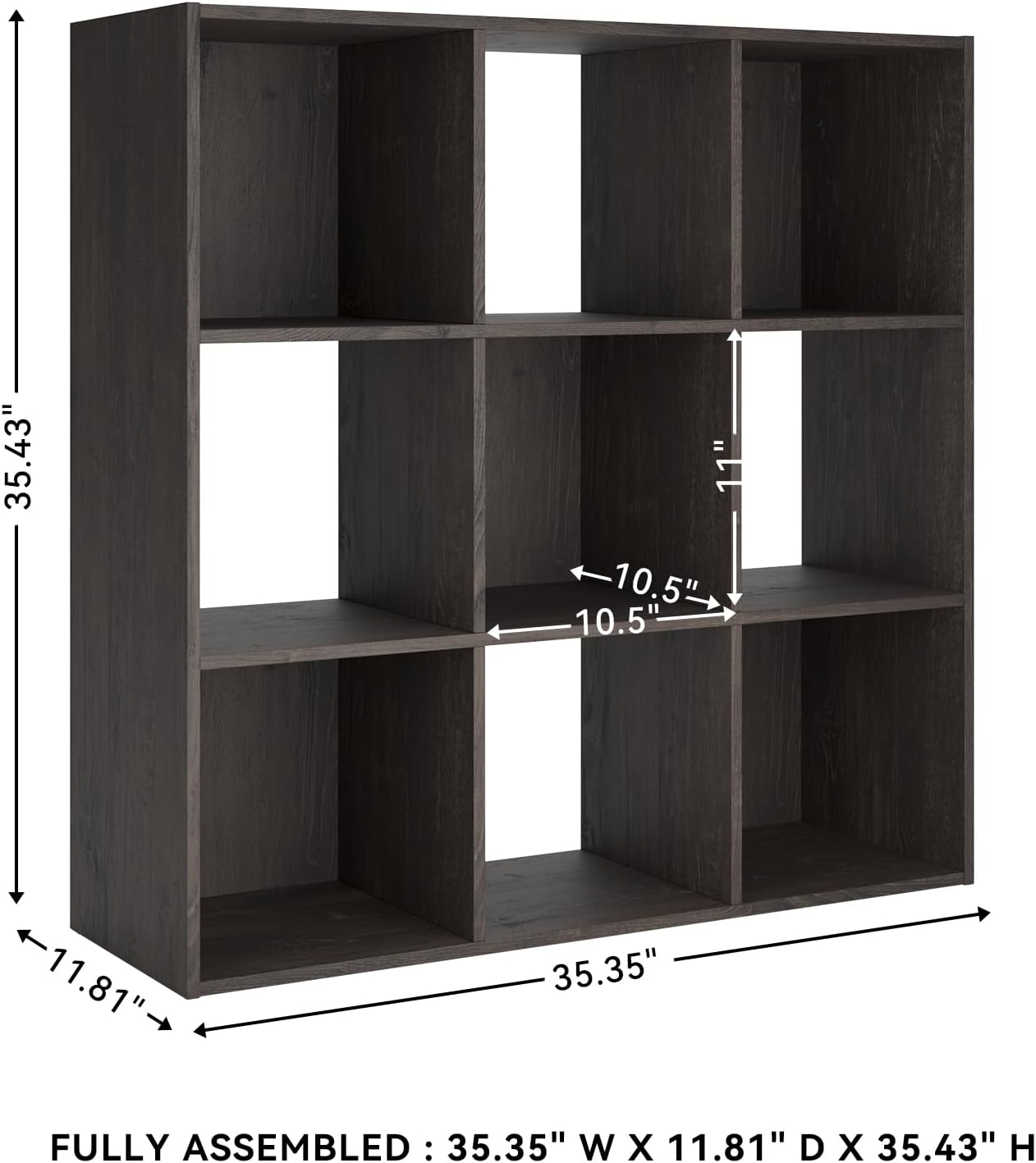 Signature Design by Ashley Piperton 9 Cube Storage Organizer or Bookcase, Charcoal