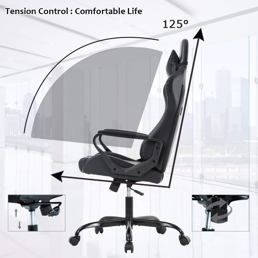 BestOffice Gaming Chair Office Chair Ergonomic Desk Chair Racing Style Gaming Chair with Lumbar Support, Swivel Rolling Base, and Comfortable Padded Seat for Women and Men