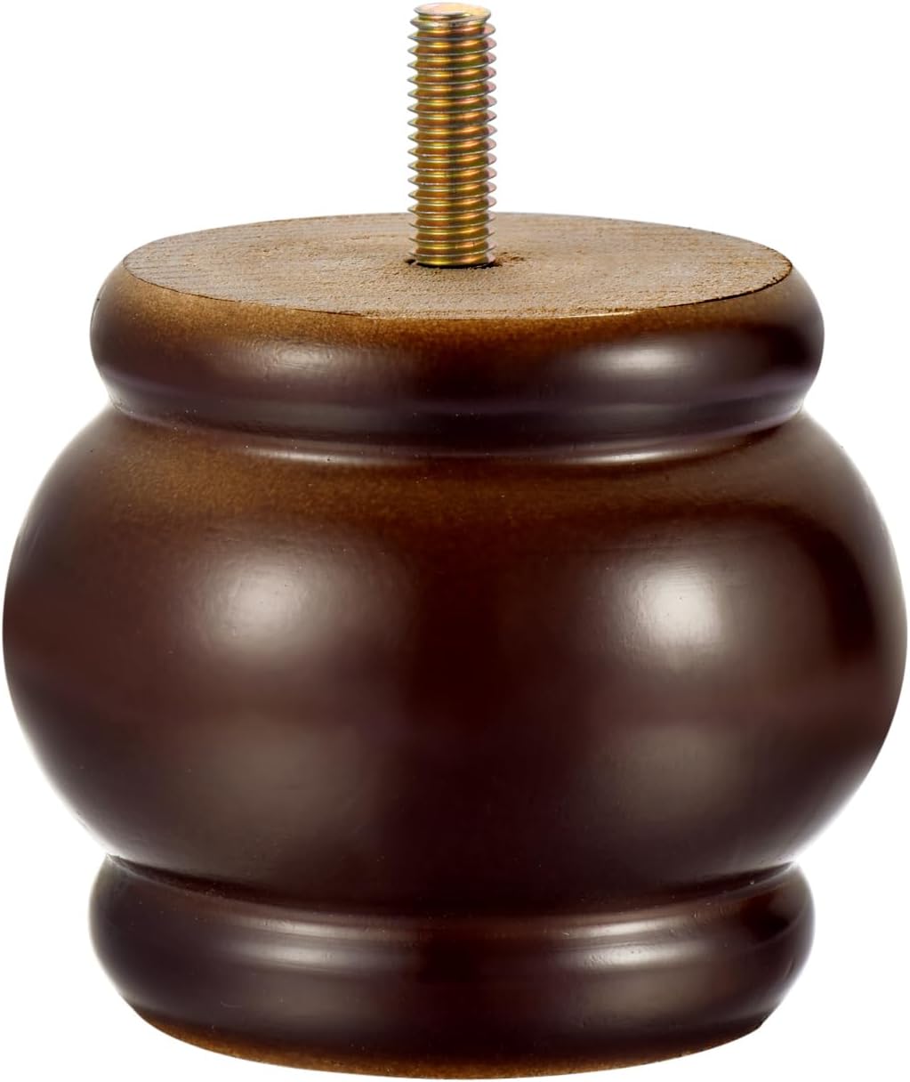 4PCS Wood Furniture Legs 2.56 inches Furniture Legs with Bolt Walnut Sofa Legs Couch Legs Replacement for Legs for Piano Bench, Chest-Turned-Coffee Table (Lantern Shape Walnut)