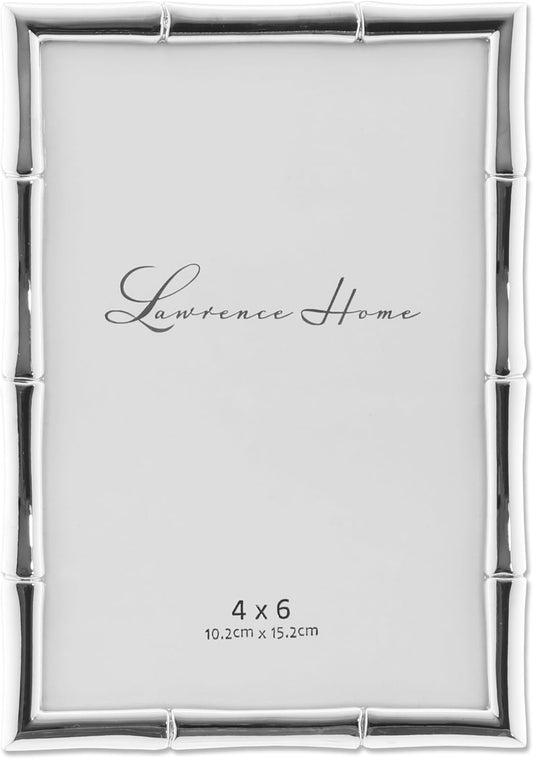 Lawrence 710146 Silver Metal Bamboo 4x6 Picture Frame