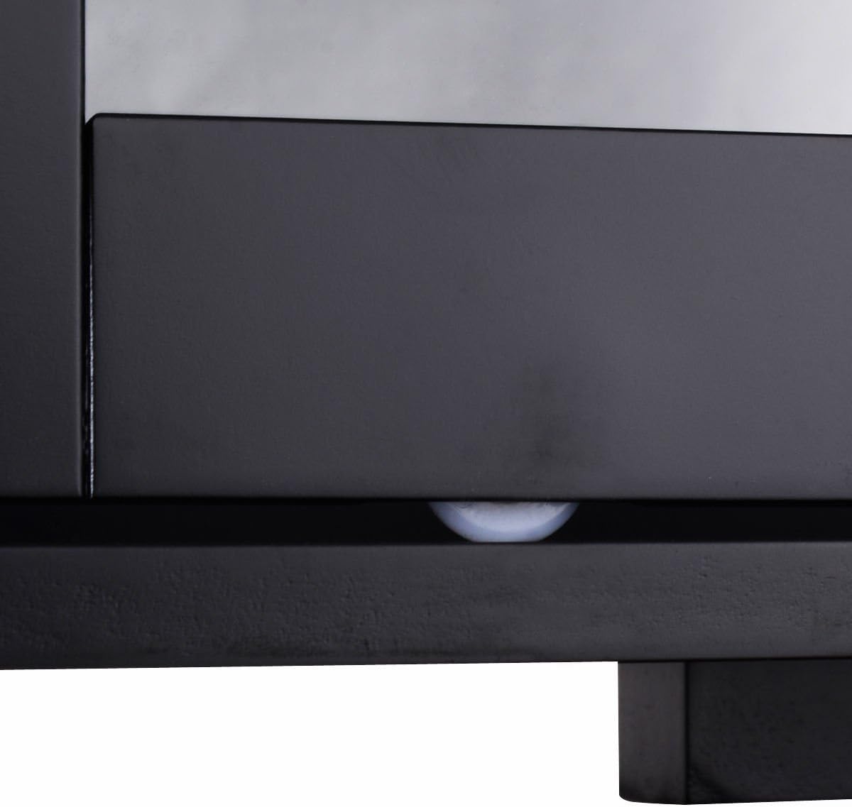 Costzon Kitchen Storage Sideboard, Antique Stackable Cabinet for Home Cupboard Buffet Dining Room (Black Sideboard with Sliding Door Window)