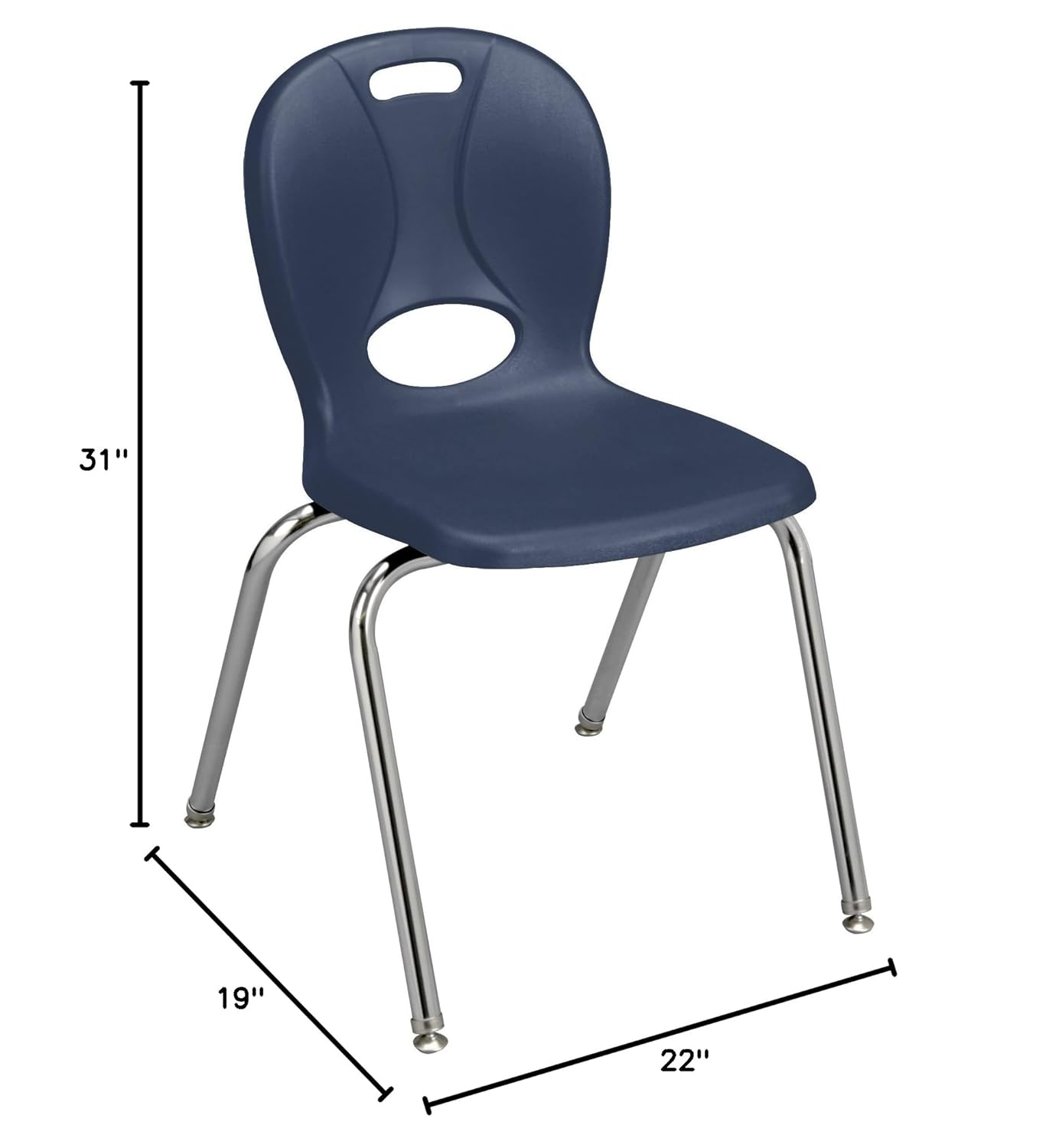 Learniture LNT-118-CSW-NV Learniture Structure Series Stackable School Chairs for Classroom, 18" Seat Height, Navy, Pack of 4