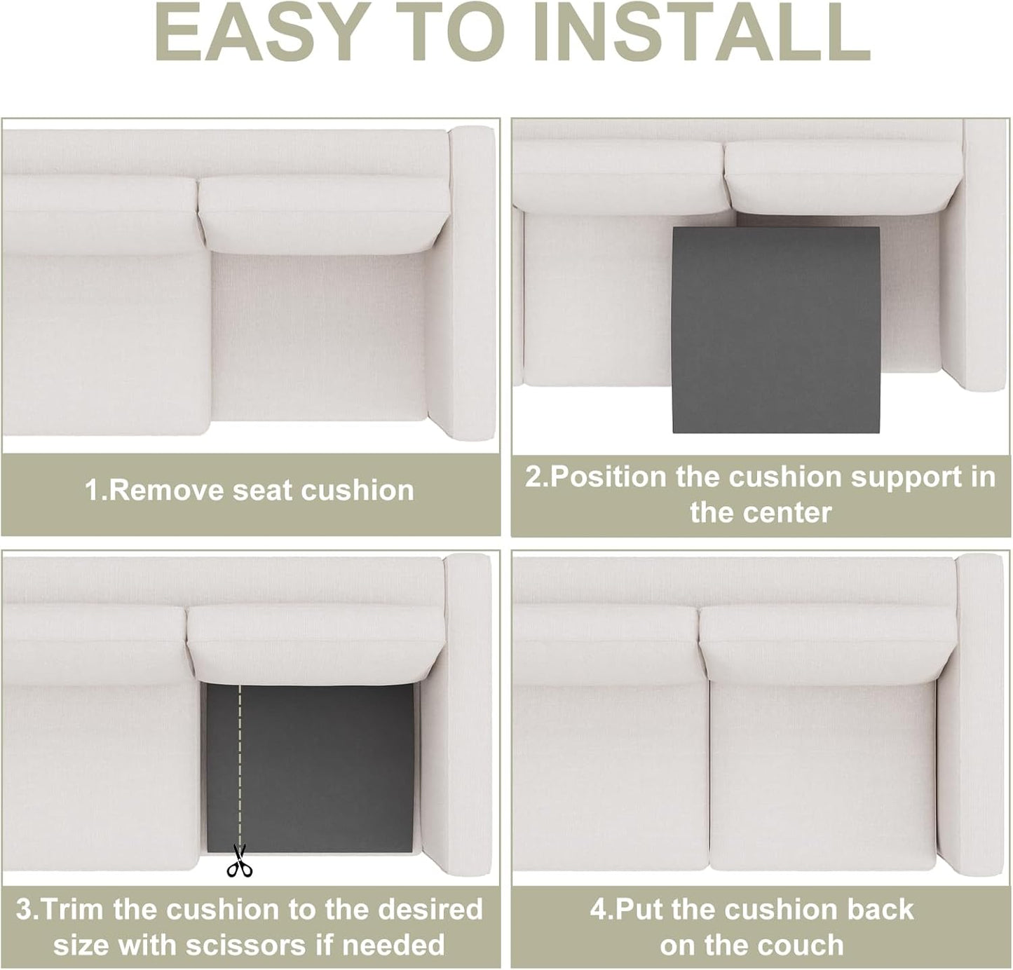 Couch Cushion Support for Sagging Seat, High-Density Curved Foam Sofa Furniture seat Couch Cushions Support Repair, 20"x20" Grey Set of 3