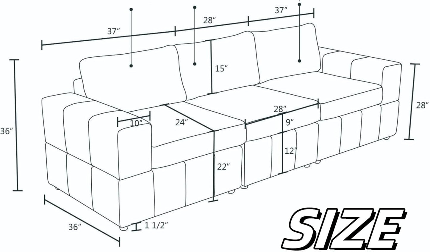 Sectional Couches for Living Room, 103″3 Seater Cloud Couch, Modern Comfy Sectional Sofa with Deep Seats for Bedroom, Office, Small Space, Brown