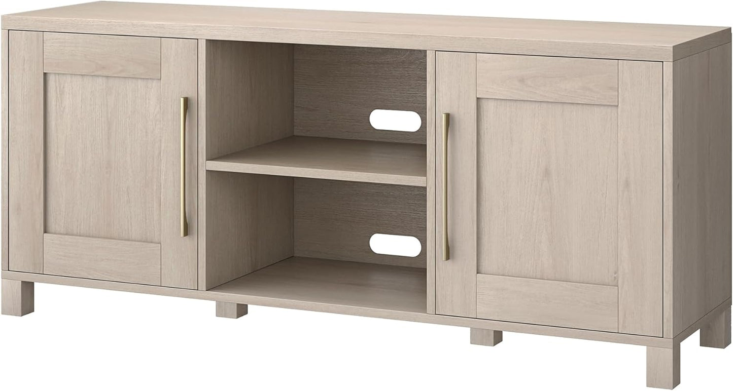 Henn&Hart Rectangular TV Stand for TV's up to 65" in Alder White, for Home, Living Room, Bedroom, Entertainment Room, Office