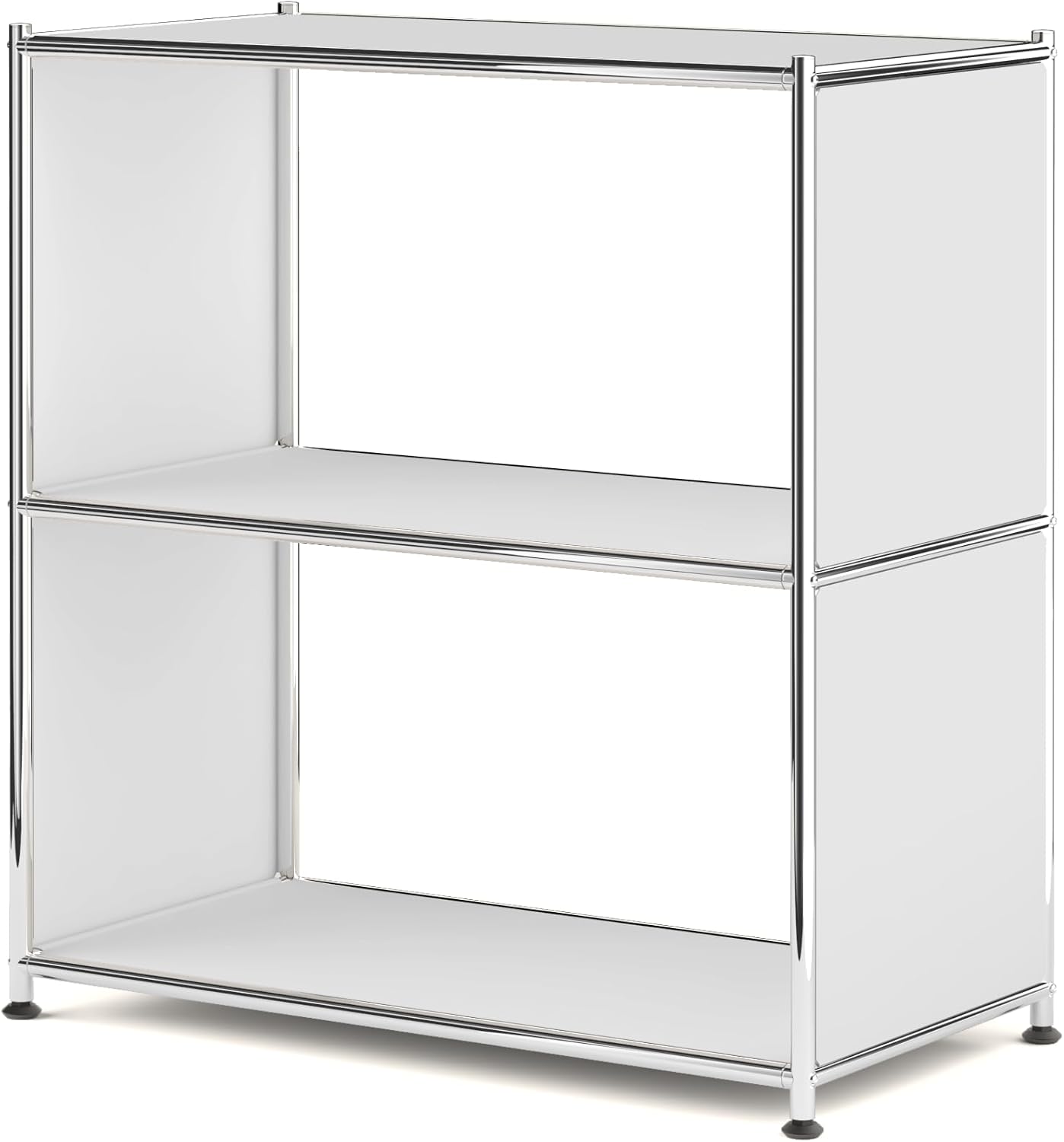 32-Inch 2-Tier Metal Bookcase, Open Shelf Storage Organizer for Living Room, Bedroom, Side Table or Nightstand Use, Modern DIY Assembly, White