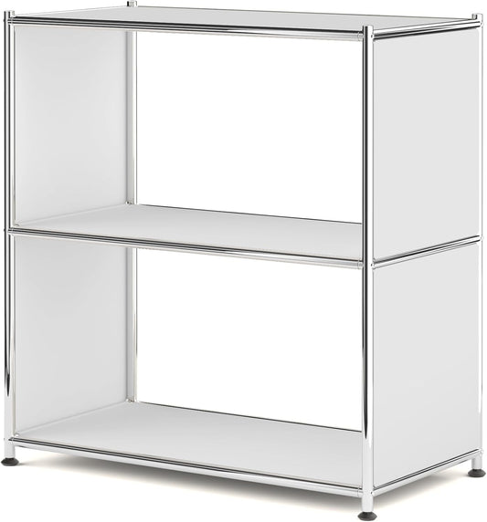 32-Inch 2-Tier Metal Bookcase, Open Shelf Storage Organizer for Living Room, Bedroom, Side Table or Nightstand Use, Modern DIY Assembly, White