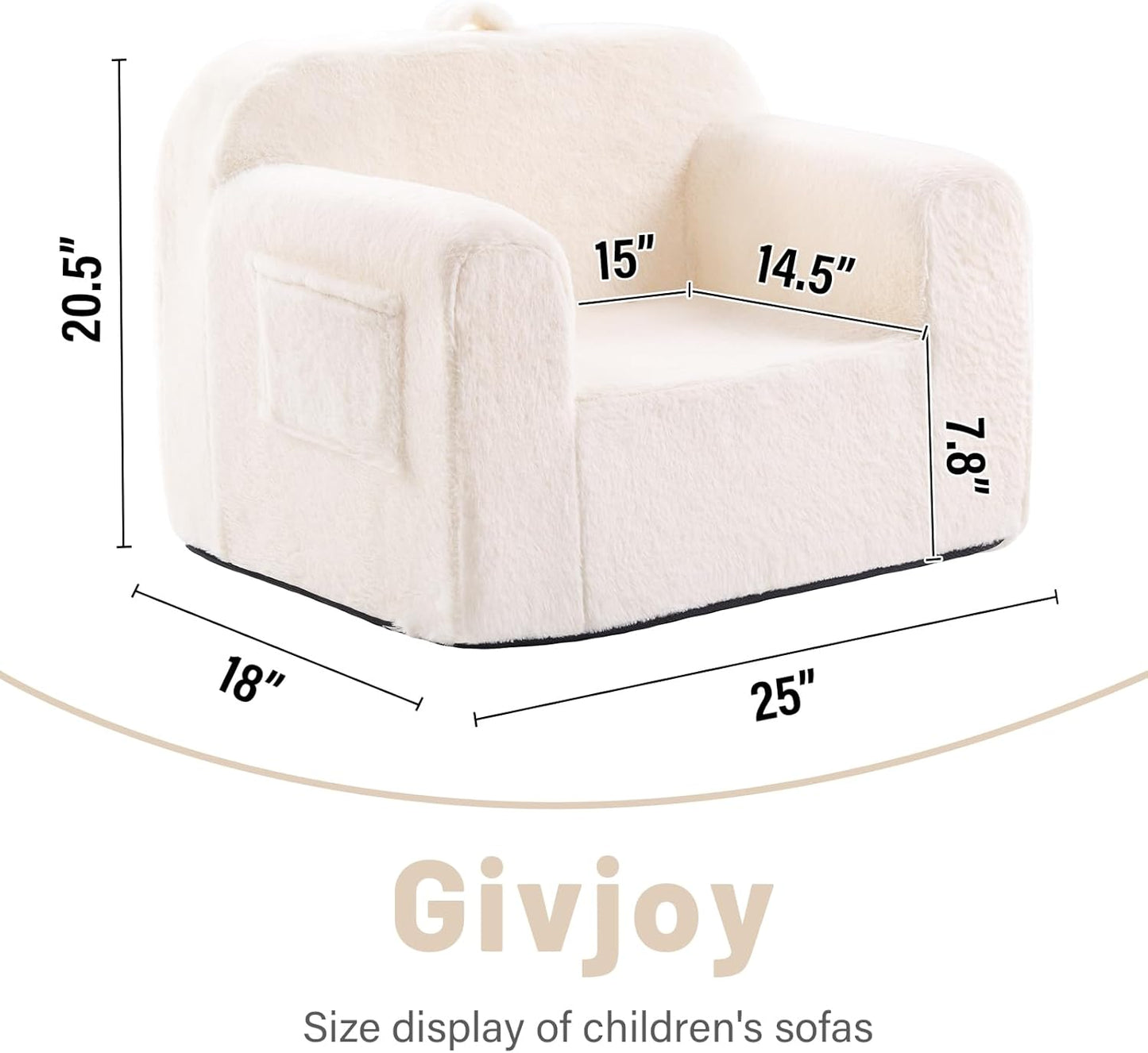 Toddler Chair Plush Couch, Comfy Kids Sofa Lounger for Bedroom, Convertible Couch for Girls & Boys, Reading Chair