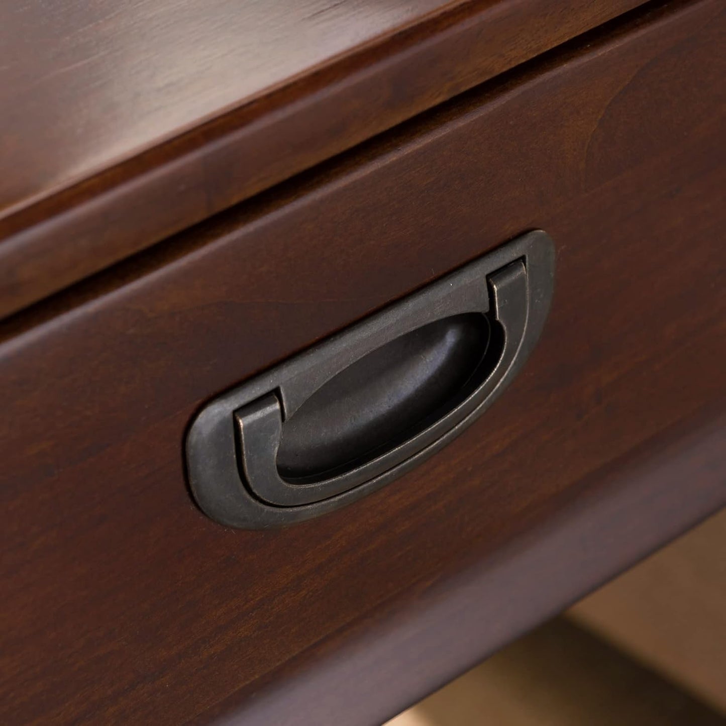 Leick Home Stratus End Table, 1 Drawer, Display Shelf, Solid Wood, 30 in x 12 in x 28 in, Heartwood Cherry, 22007