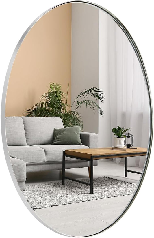 ANDY STAR Chrome Bathroom Mirror, Oval Chrome Mirror for Bathroom 20x28 Inch, Polished Chrome Anti-Rust Stainless Steel Metal Frame for Bathroom