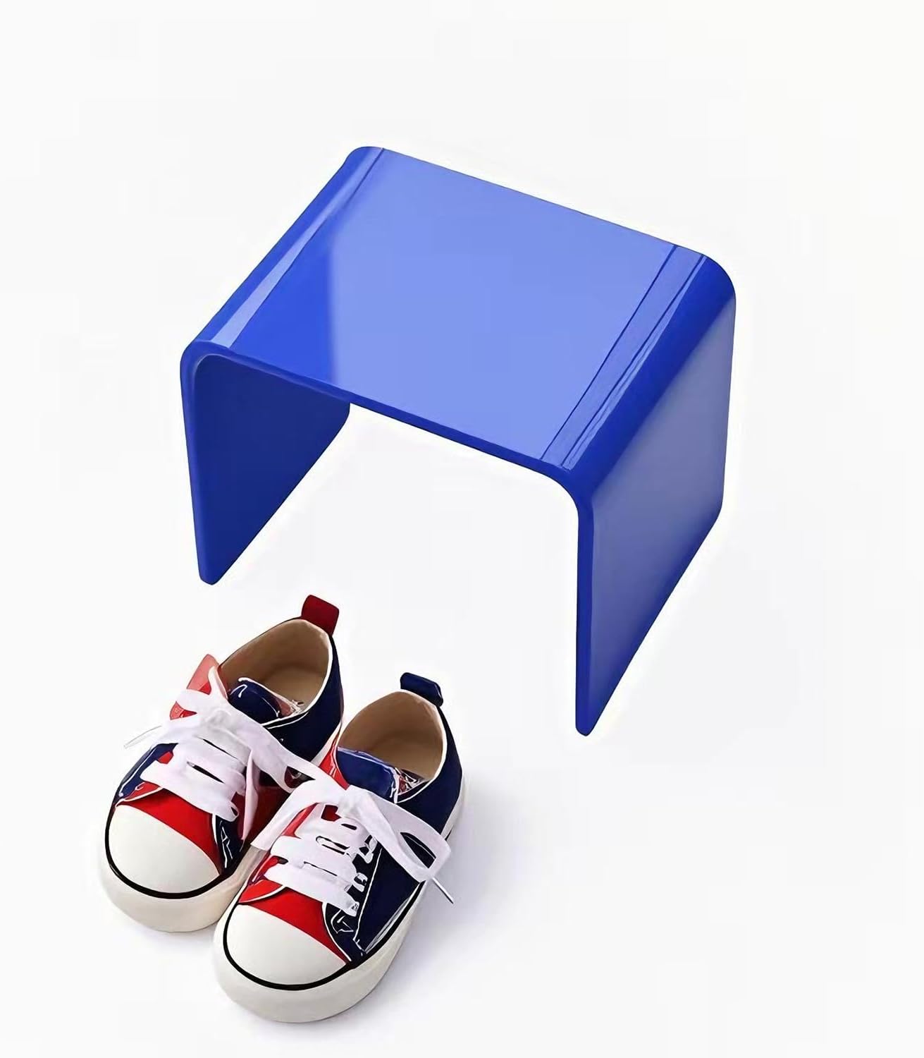 Acrylic Kids' Step Stool – Small Footstool for Bathroom, Kitchen & Bedroom, 12.5”x9.7”x9”, Holds 200lbs, Multi-Use as Toilet Stool, Shower/Water-Resistant Stool, Seating and Placing Items (Blue)