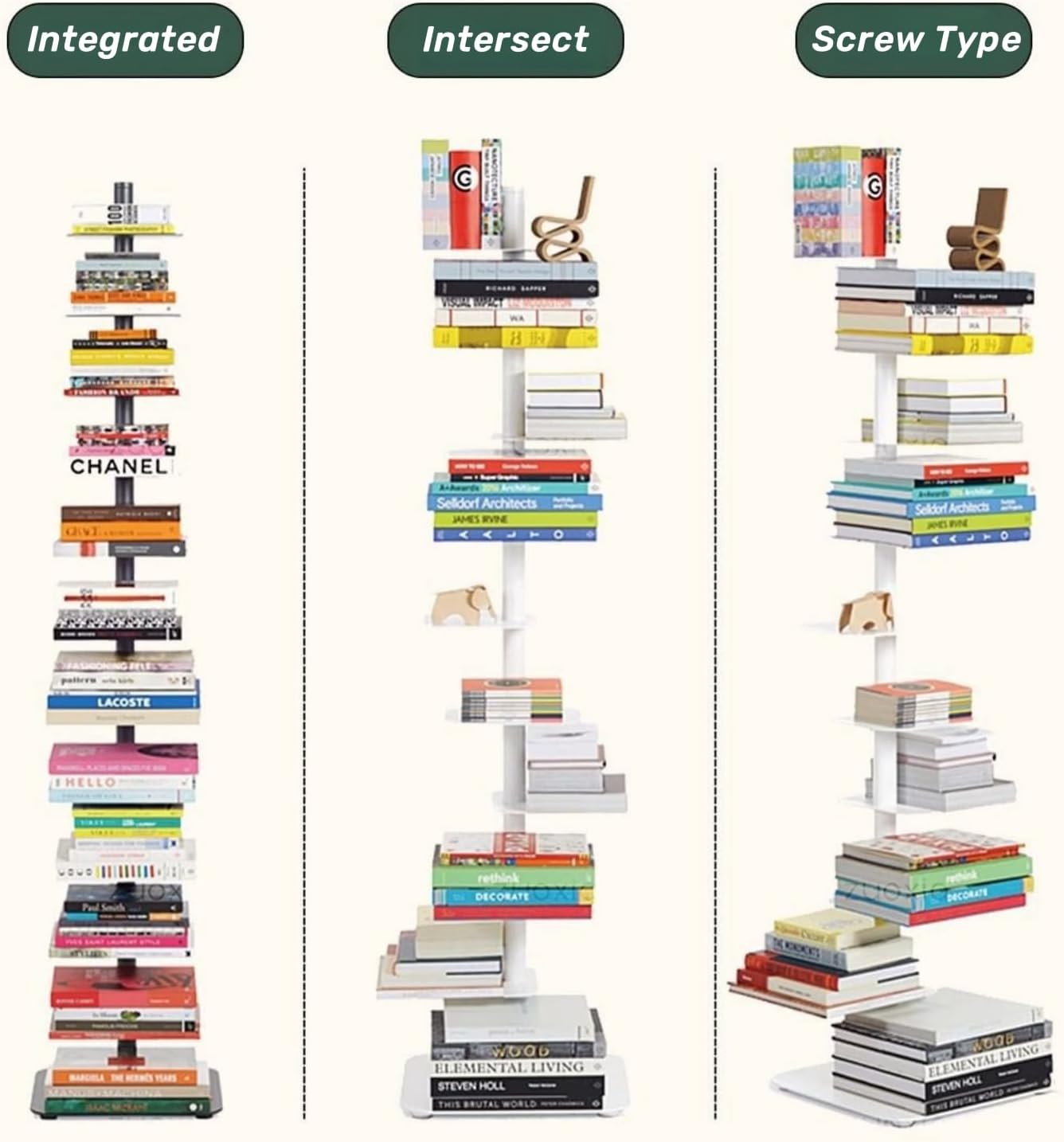 9-Tier Spine Bookshelf Metal Bookcase 5 Colors Vertical Bookshelf Tower Rotating Tall Narrow Bookshelf Ladder Book Rack Indoor (Black)