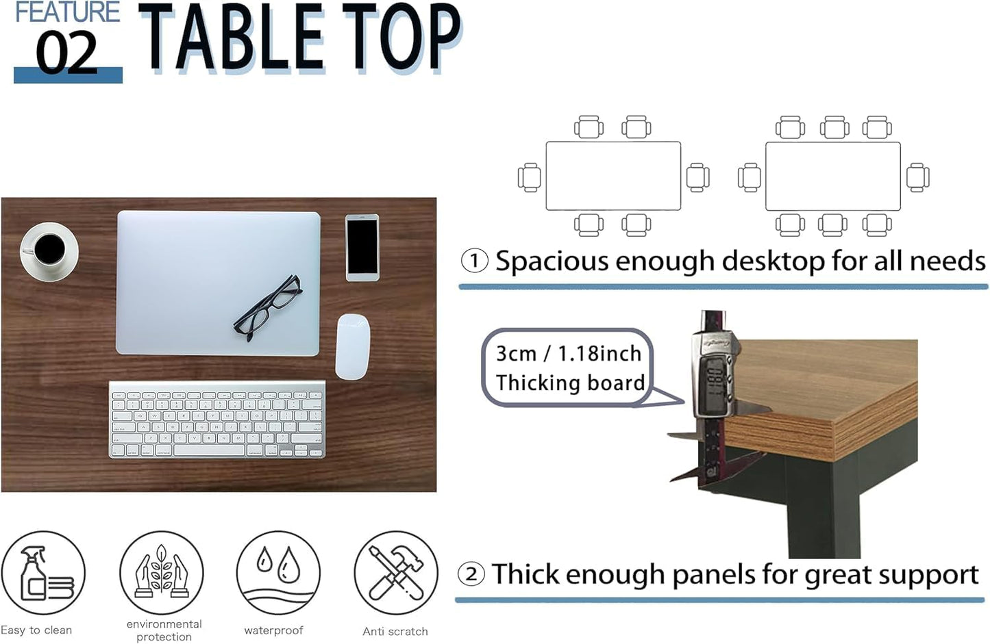 55 Inch Desk - Sturdy Metal Frame Computer Desk, Spacious Office Desk & Writing Desk with Easy Assembly, Durable Workstation for Home Office