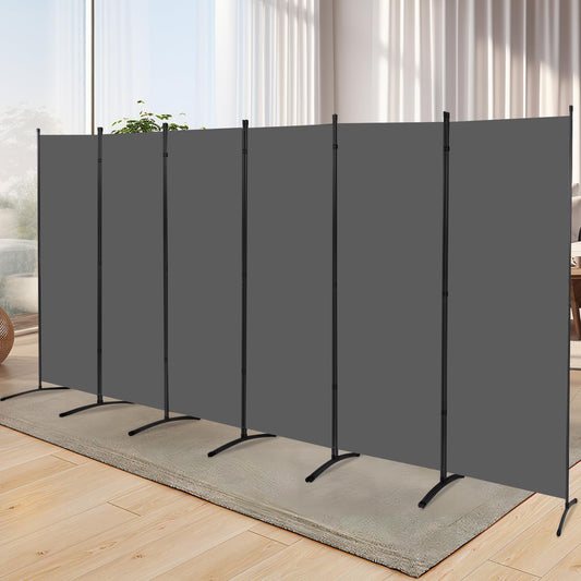 YASRKML Room Divider Folding Privacy Screens, Portable Room Divider Panel 6 Panel Partition Room Dividers Screen, Freestanding Room Partitions and Dividers Fabric Dividers for Room Separation, Grey