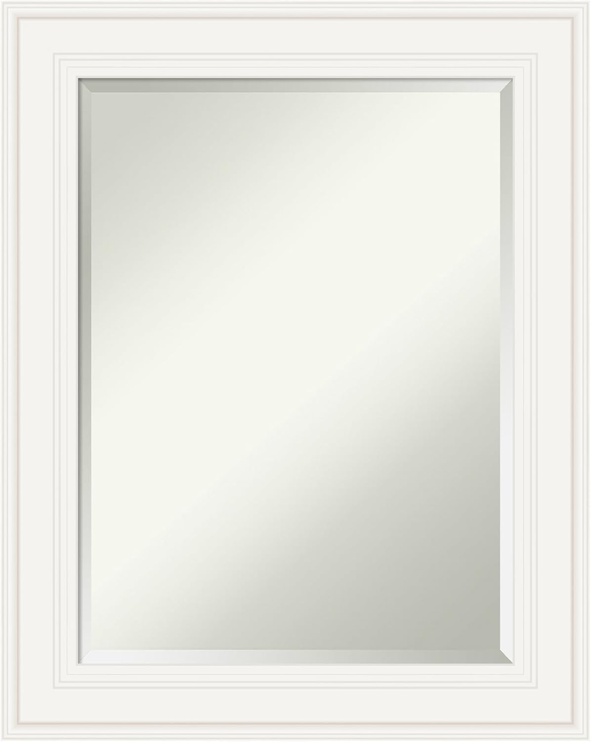 Amanti Art White Bathroom Mirror for Over Sink, 30x24 Ridge White Rectangle Vanity Mirror, Medium Traditional Frame, Hangs Horizonally and Vertically, Bathroom Wall Decor, Beveled Edge from WI, USA