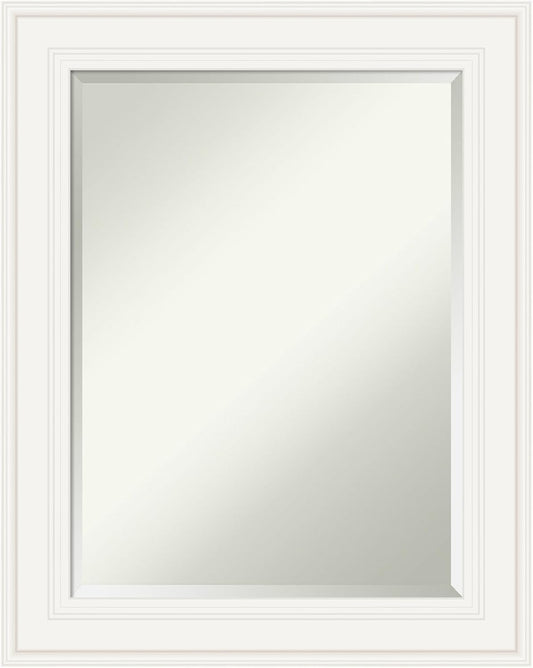 Amanti Art White Bathroom Mirror for Over Sink, 30x24 Ridge White Rectangle Vanity Mirror, Medium Traditional Frame, Hangs Horizonally and Vertically, Bathroom Wall Decor, Beveled Edge from WI, USA