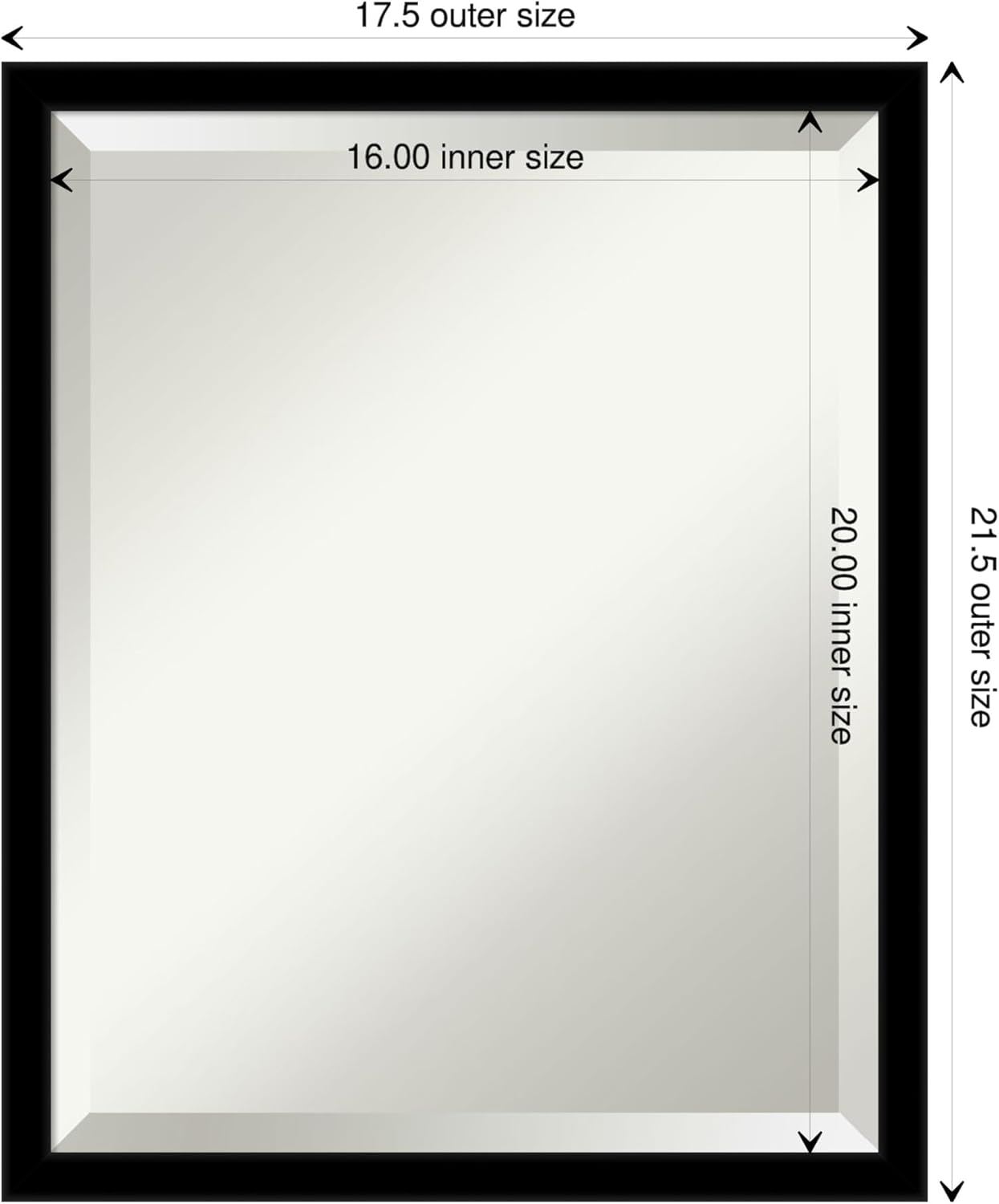 Amanti Art Black Bathroom Mirror for Over Sink, 22x18 Jet Black Rectangle Vanity Mirror, Small Modern Contemporary Frame, Hangs Horizonally and Vertically, Bathroom Wall Decor, Beveled Edge