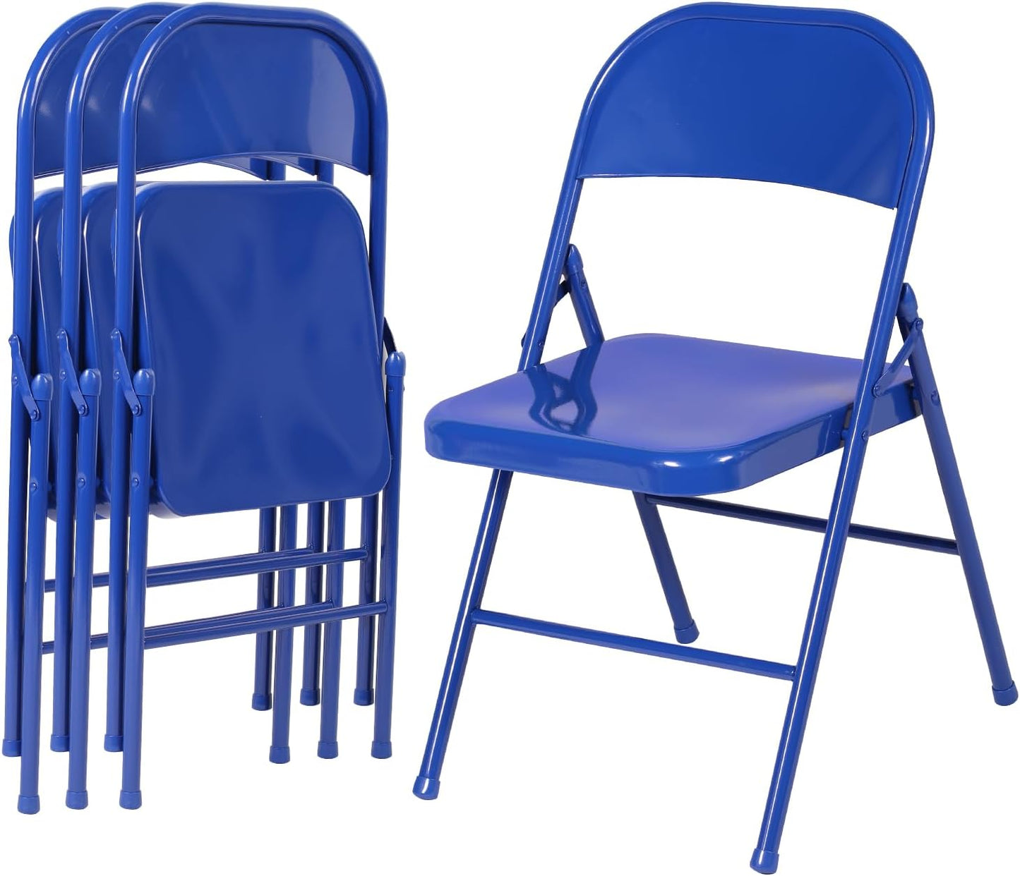 VECELO Metal Folding Chairs 4 Pack, Double Hinged Steel Frame Easy Foldable&Stackable for Office Kitchen Dinning Wedding Patio and Garden