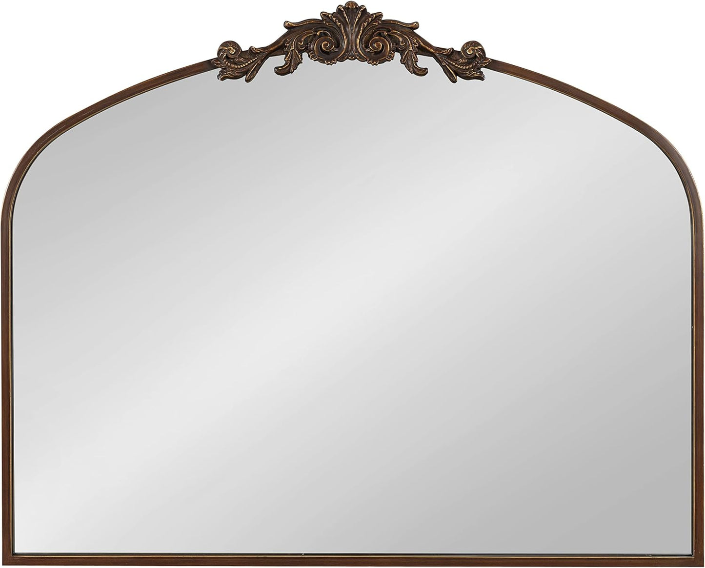 Kate and Laurel Arendahl Ornate Traditional Arched Mirror; 36 x 29; Bronze; Decorative Baroque Style Arched Wall Mirror with Wide Frame and Ornamental Crown