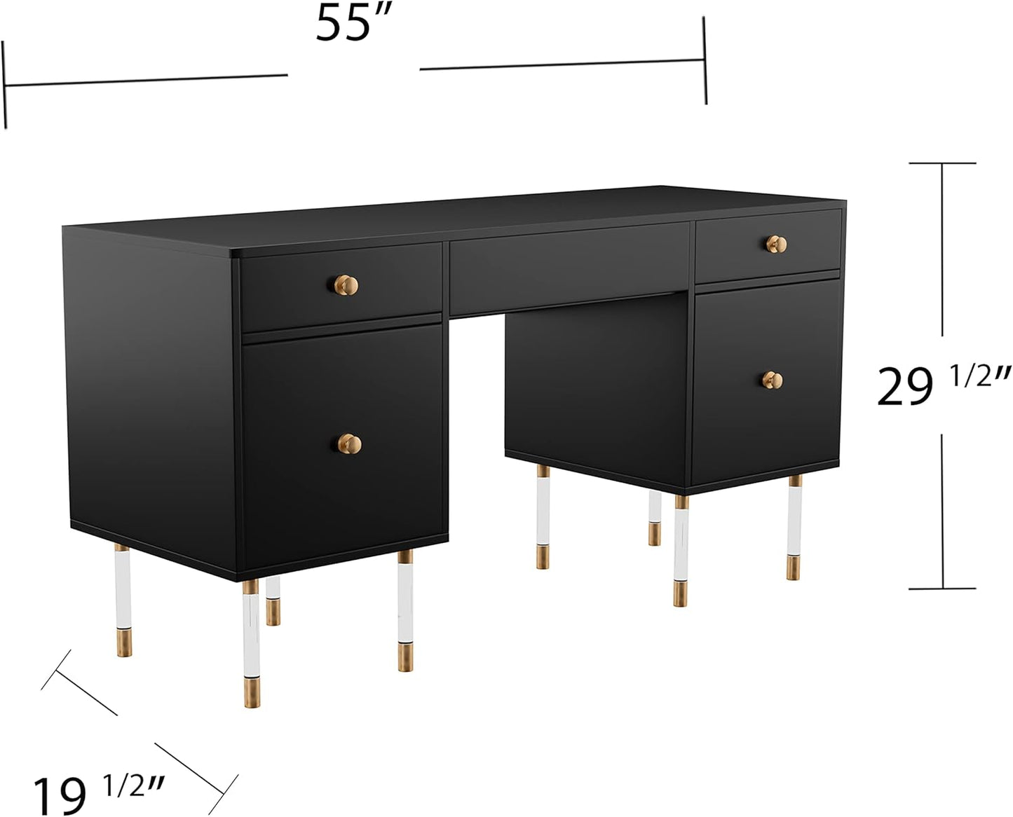 SEI Furniture Helston Desk, Black