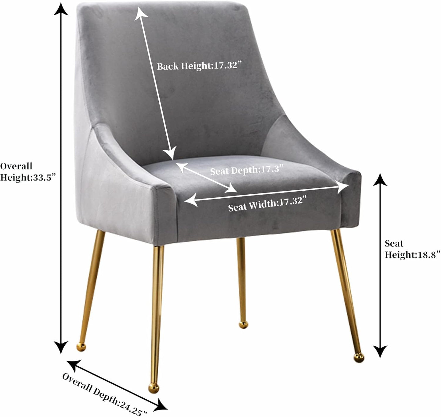 Velvet Dining Chairs, Furniture Collection Modern Contemporary Upholstered with Polished Gold Metal Legs, Set of 4(Light Grey)